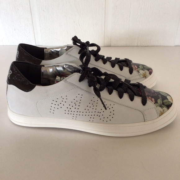 P448 JOHN WHITE LEATHER LOW PROFILE SNEAKERS NWOT SIZE 40 - Picture 3 of 15